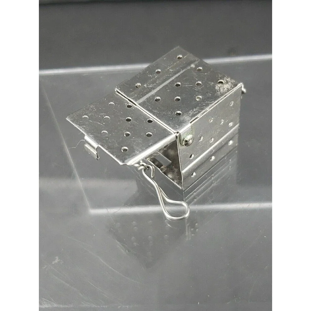 Vintage Tea Infuser Square Cube Strainer Ball with Chain Stainless Steel